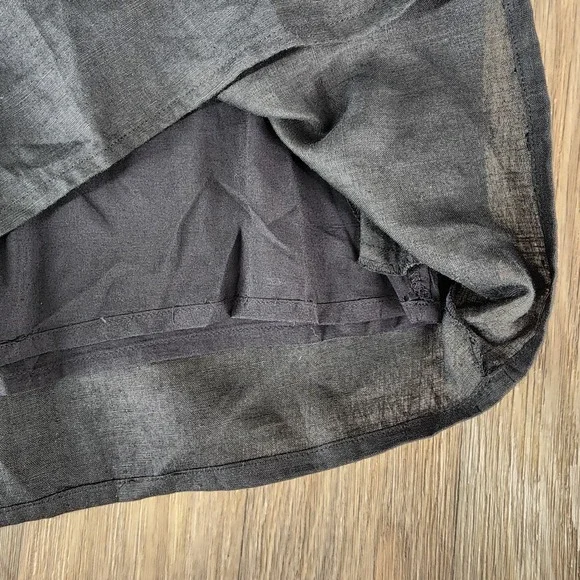 Olivaceous Black Ramie Linen Blend Ruffle Puff Sleeve Mini Shift Dress Small - Picture 9 of 14